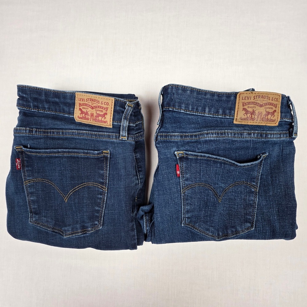 LOT Levi's 711 Skinny Ankle Jeans 2 Pair Women 32 Blue Denim Stretch Cotton Blnd